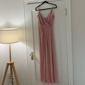 Double-Strap Long Georgette Bridesmaid Wrap Dress